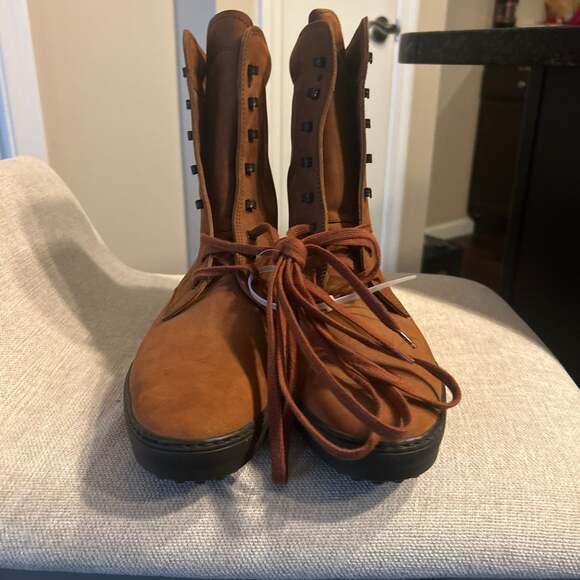 Tod\'s Brown Suede Lace-Up Ankle Boots with Pebble Rubber Sole, Size 40.5 main image 4